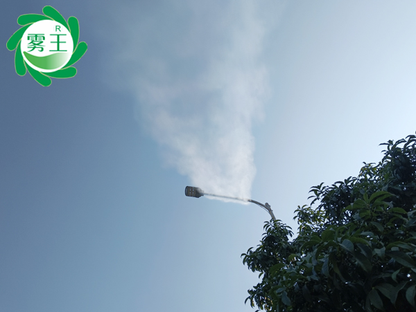 霧王路燈桿噴霧除塵系統(tǒng)助力岳陽(yáng)一道路降塵，改善空氣環(huán)境